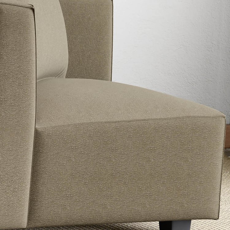 Helios Brigade Fabric 1-Seater Wedge Sofa with Cushion - Brown