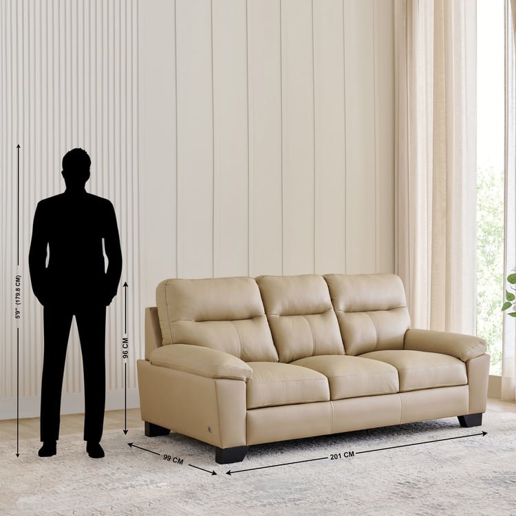 Winchester NXT Half Leather 3+2 Seater Sofa Set - Beige - Image 4