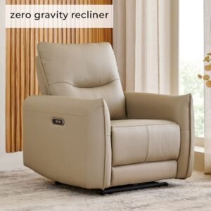 1000015152377-1000015152376_01-2100 Carolyn Half Leather 1-Seater Zero Gravity Electric Recliner - Beige