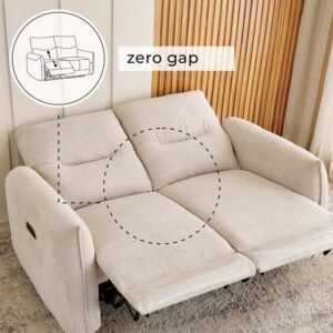 1000015152380-1000015152379_04-2100 Best 2-Seater Recliner – Carolyn Fabric Zero Gravity Electric Sofa in Beige