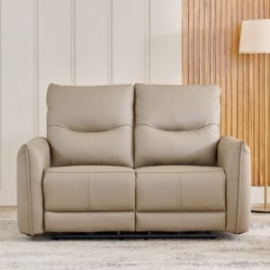 1000015152383-1000015152382_06-2100 (1) Carolyn Half Leather 2-Seater Zero Gravity Electric Recliner - Beige