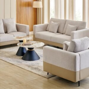 1000015220208-1000015220208-1301_01-2100 Andes NXT Fabric 3+2+1 Seater Sofa Set with Cushions - Beige