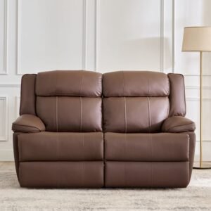 1000015224475-1000015224474_02-2100 Torino Half Leather 2-Seater Electric Recliner - Brown