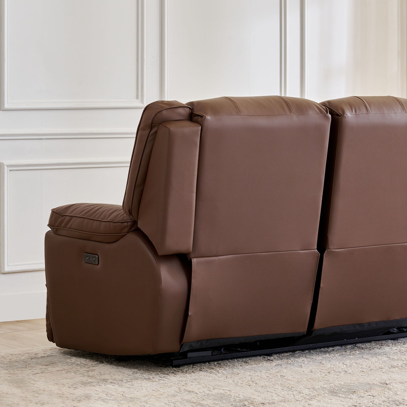 Torino Faux Leather 3-Seater Electric Recliner - Brown - Image 11