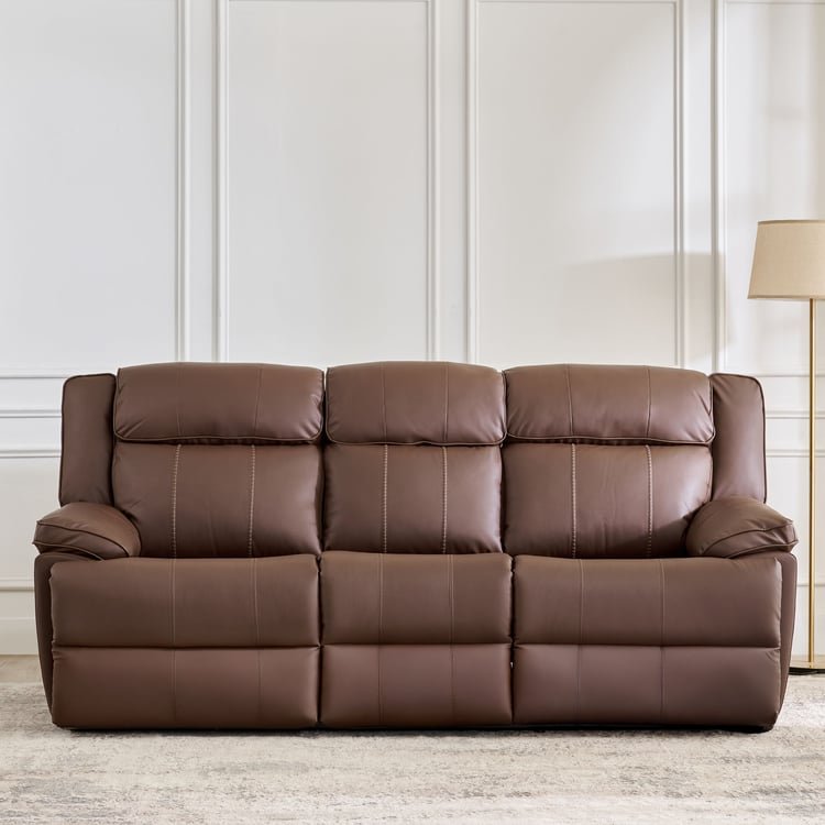 Torino Faux Leather 3-Seater Electric Recliner - Brown - Image 4