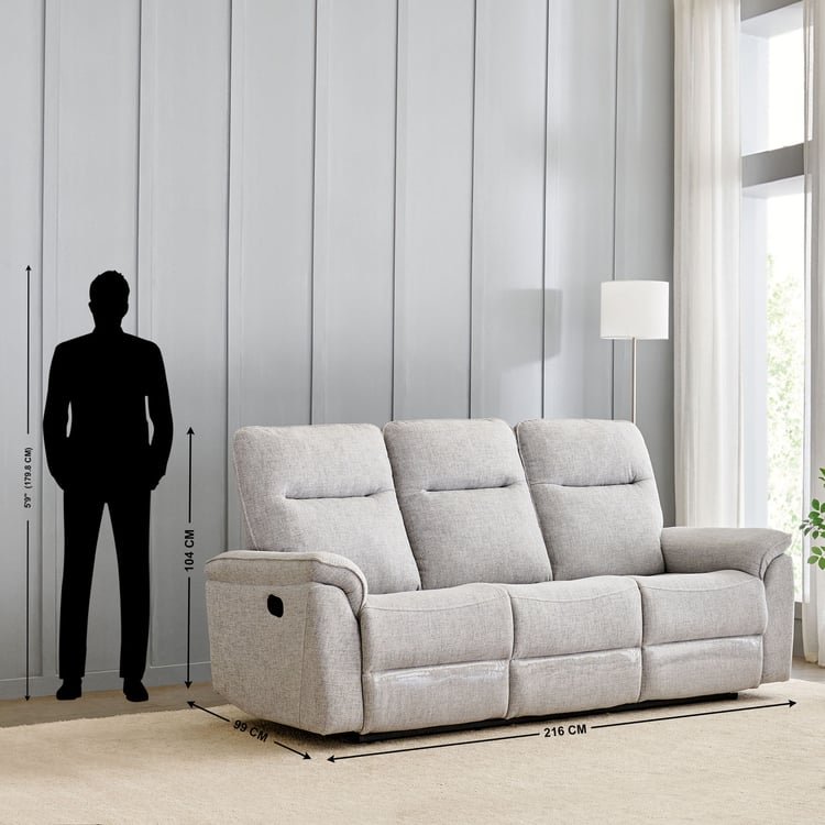 Artise Fabric 3-Seater Recliner - Grey - Image 2