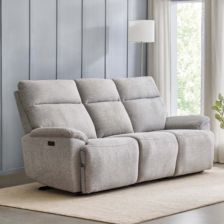 3-Seater Recliner – Highlander Fabric Electric Sofa in Grey