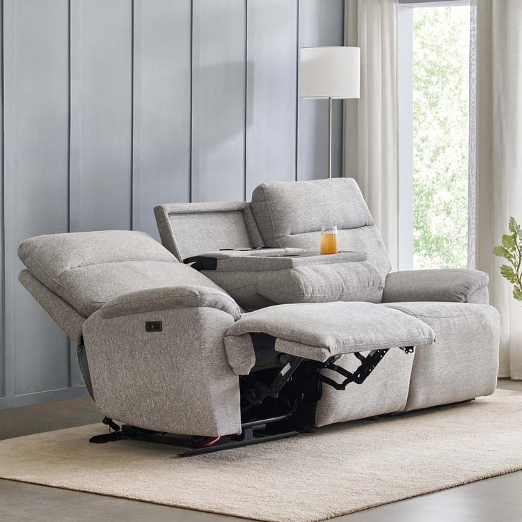 Highlander Fabric 3-Seater Electric Recliner - Grey - Image 4