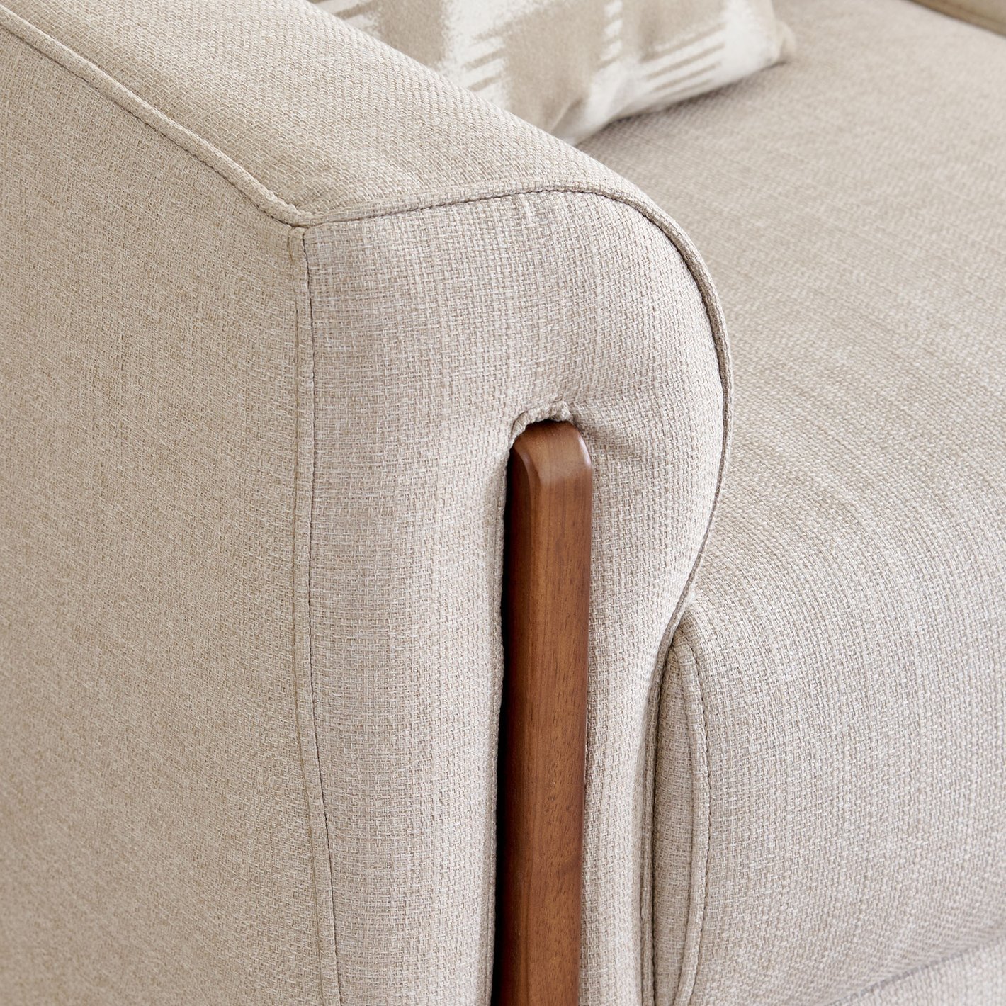 Halifax Fabric 3+2+1 Seater Sofa Set with Cushions - Beige - Image 8