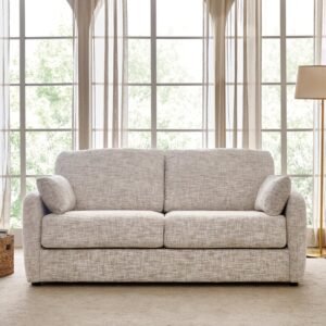 Canaria Fabric 2-Seater Sofa cum Bed with Cushions - Ivory