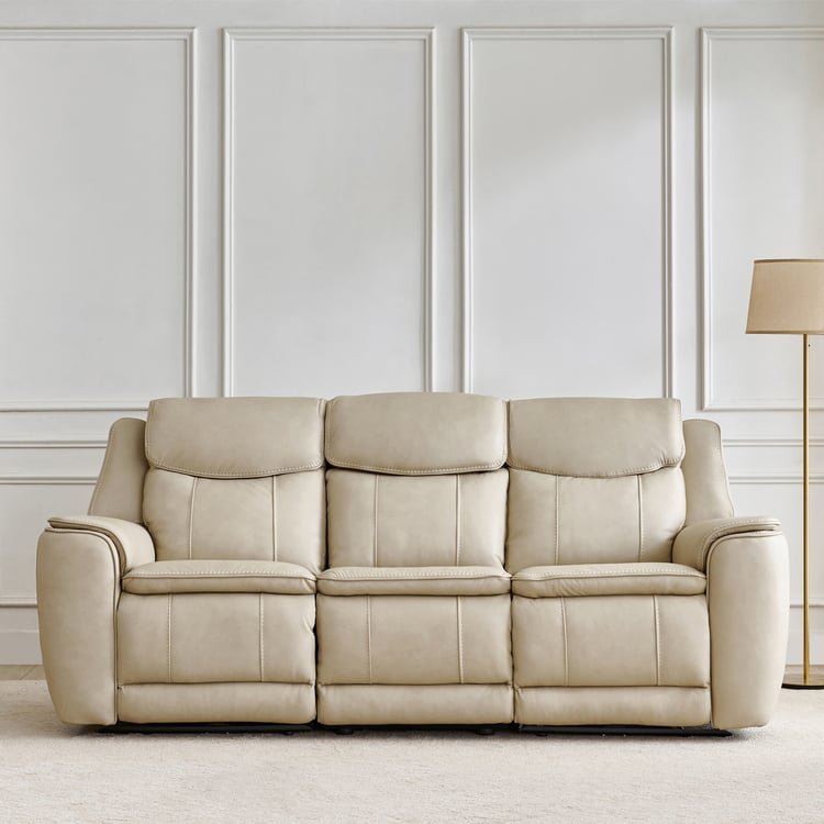 Potsdam Half Leather 3-Seater Zero Gravity Electric Recliner - Ivory - Image 3