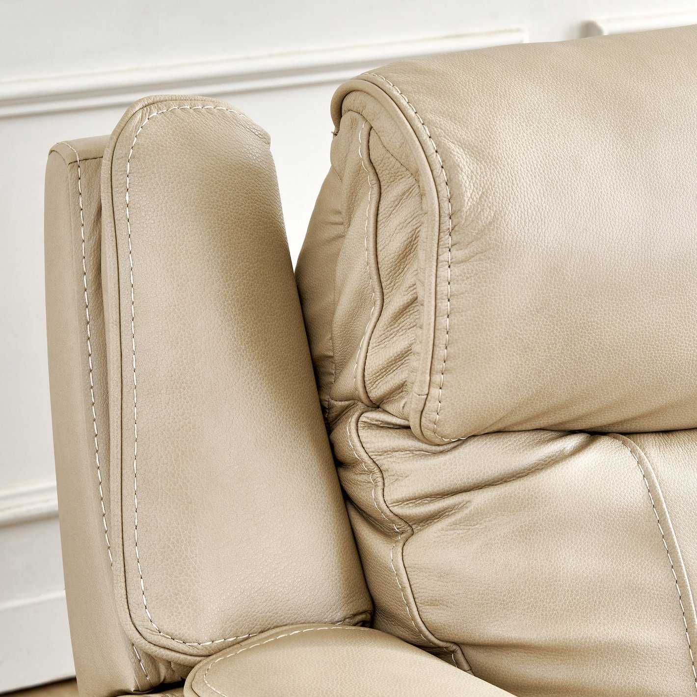 Potsdam Half Leather 3-Seater Zero Gravity Electric Recliner - Ivory - Image 14