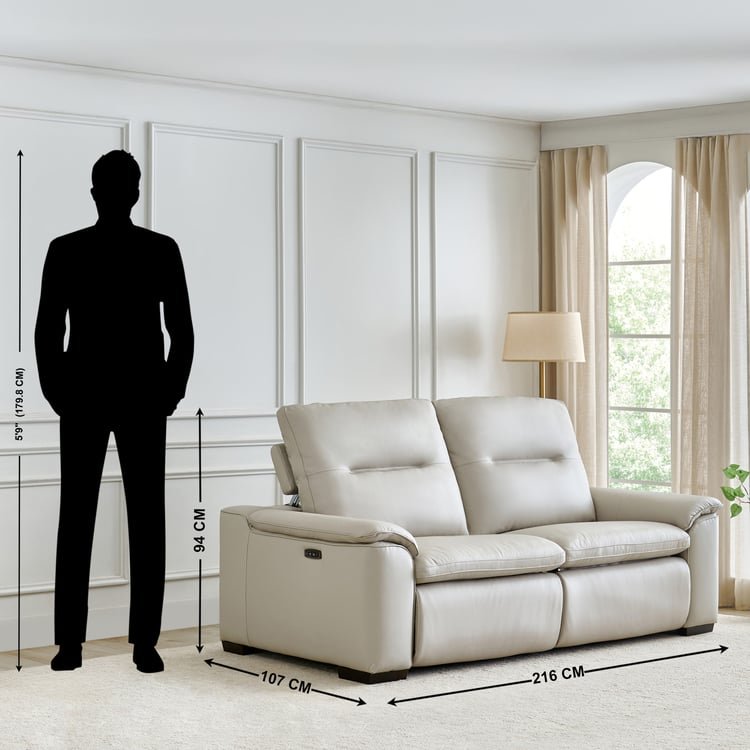 Angelo Half Leather 3-Seater Electric Recliner - Grey - Image 4