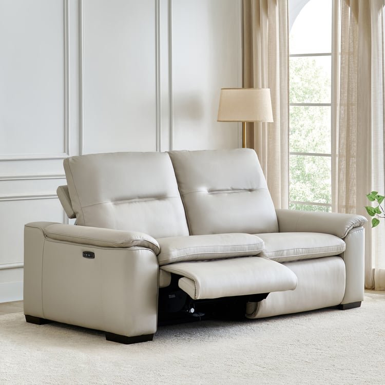 Angelo Half Leather 3-Seater Electric Recliner - Grey - Image 3