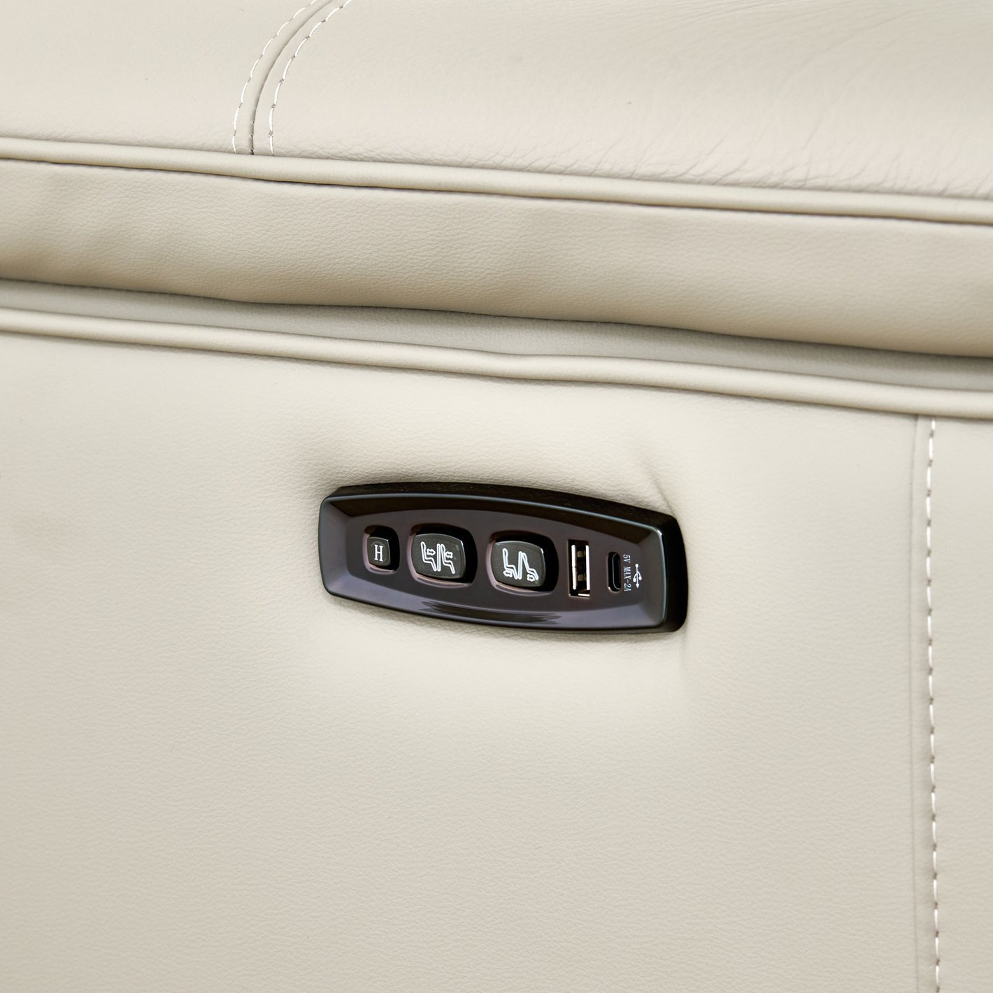 Angelo Half Leather 3-Seater Electric Recliner - Grey - Image 7