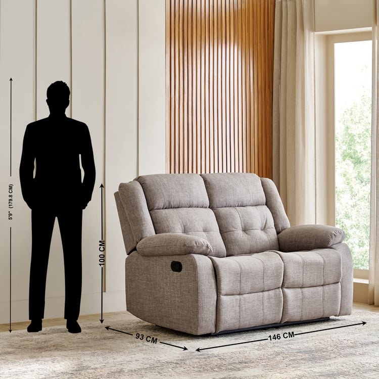 Helios Zurich Fabric 2-seater recliner - Brown - Image 8