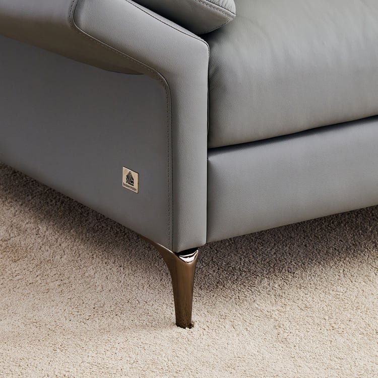 Terraroza Half Leather 2-Seater Sofa with Cushions - Grey