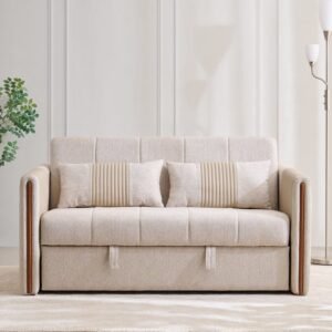 Bogota NXT Fabric 2-Seater Sofa Cum Bed with Cushions - Beige
