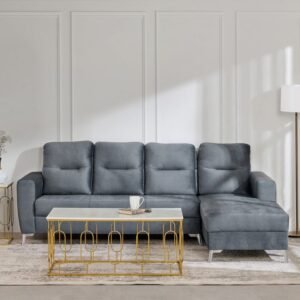 3-Seater Right Corner Sofa (2) Helios Vive Fabric 3-Seater Right Corner Sofa with Chaise - Grey