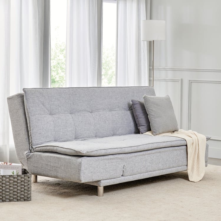 Claudia Fabric 3-Seater Sofa Cum Bed Lounger - Grey - Image 2