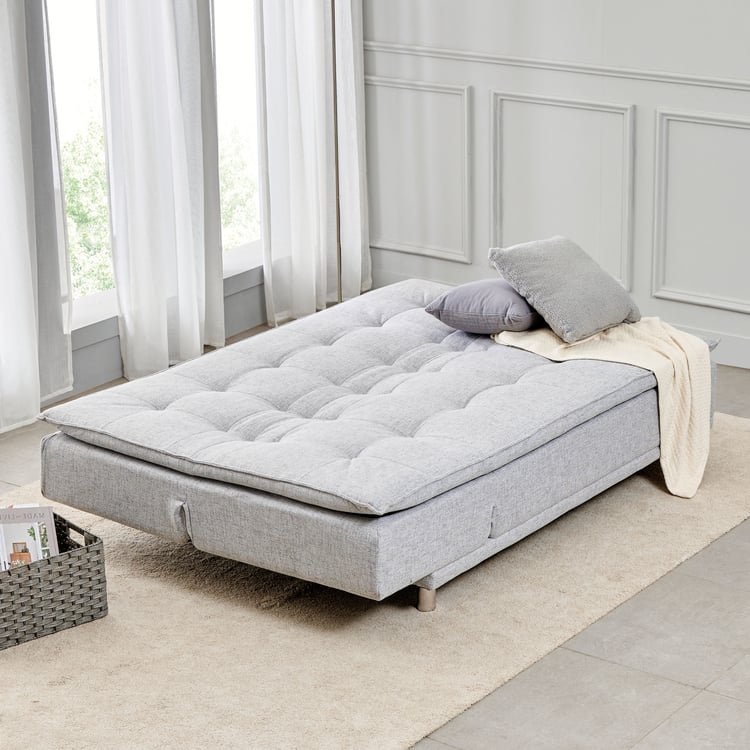 Claudia Fabric 3-Seater Sofa Bed cum Lounger - Grey
