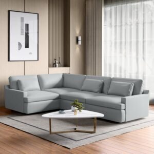 4-Seater Corner Sofa (1) Alpine Half Leather 4-Seater Corner Sofa - Grey